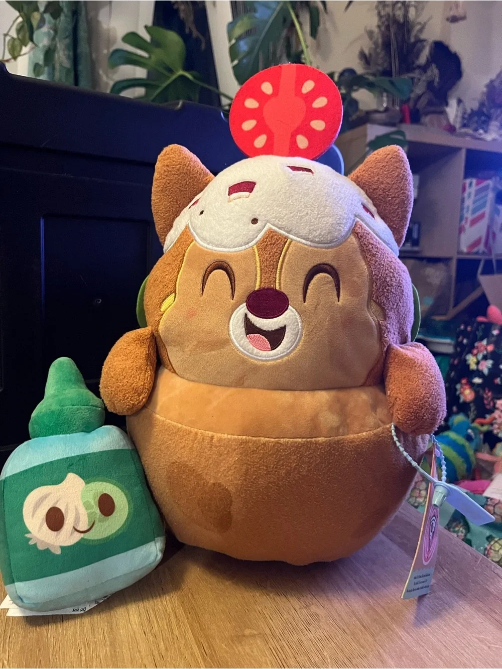 Disney Brown Fox Plush with White Icing and Red Strawberry Hat